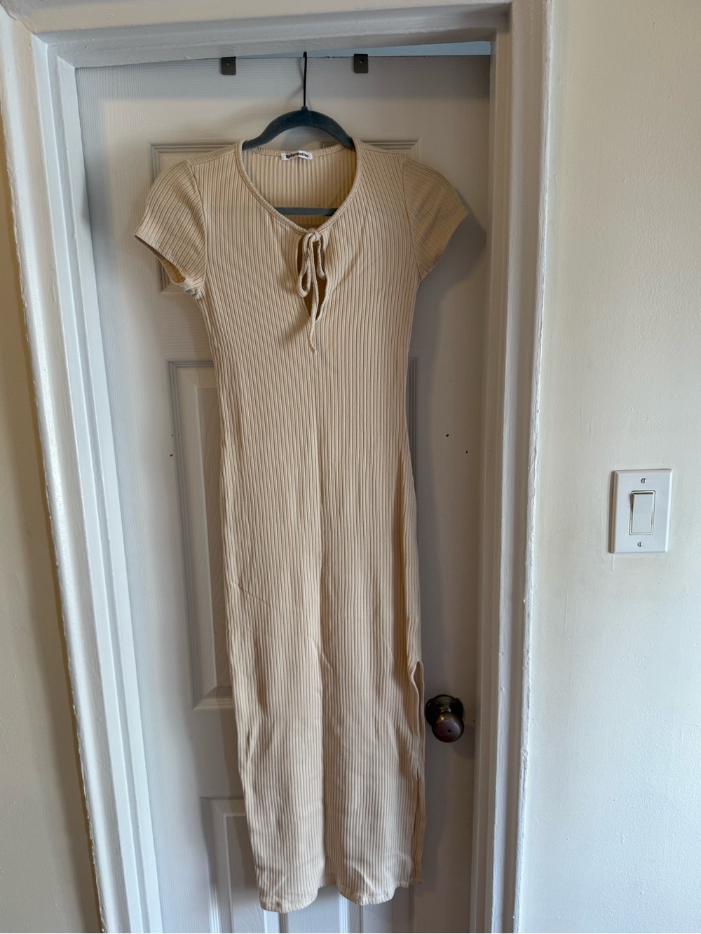 Reformation Tie-Front Maxi Dress in Beige size XS
